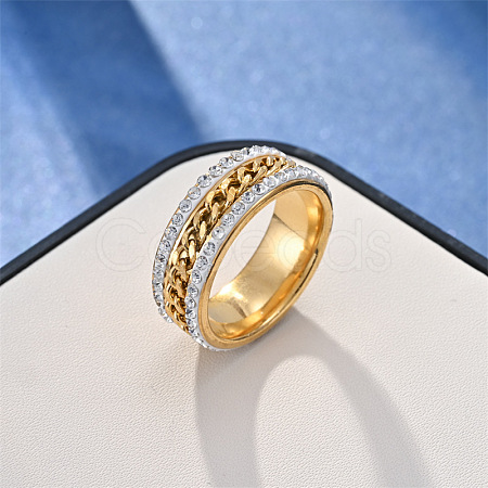 Stainless Steel with Rhinestone Finger Rings FS-WGB751E-57-1