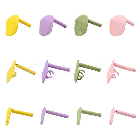 48Pcs 12 Style Spray Painted Iron Stud Earring Findings IFIN-FH0001-69-1