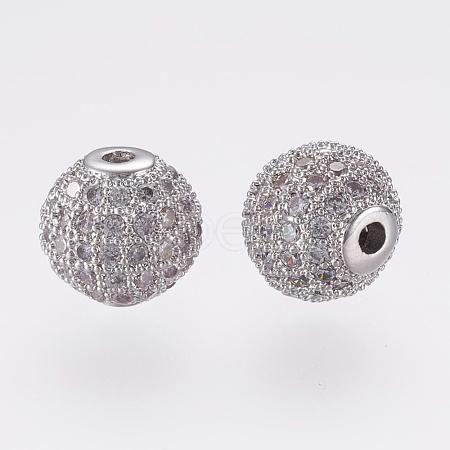 Long-Lasting Plated Brass Micro Pave Cubic Zirconia Beads ZIRC-F060-07P-1