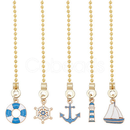 10Pcs 5 Styles Alloy Enamel Charms Ceiling Fan Pull Chain Extenders HJEW-HY00035-1