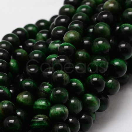 Natural Tiger Eye(Dyed & Heated) Round Beads Strands G-E329-10mm-40A-1