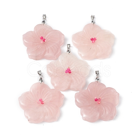 Natural Rose Quartz Big Pendants G-B040-01P-11-1