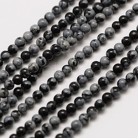 Natural Snowflake Obsidian Round Bead Strands LS-G-A130-3mm-17-1