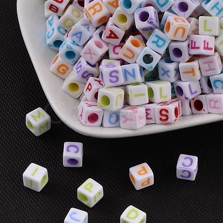 Acrylic Horizontal Hole Letter Beads MACR-R479-M-1