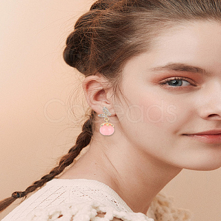 1 Pair Butterfly Alloy Rhinestone Dangle Stud Earrings EJEW-LP0007-069-1