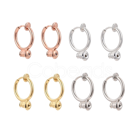 8Pcs 4 Colors Brass Clip-on Hoop Earring Converters Findings X1-KK-ZZ0001-12-1