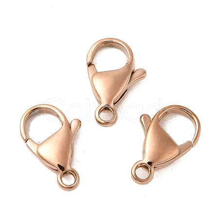 Ion Plating(IP) 304 Stainless Steel Lobster Claw Clasps STAS-AB10-RG-1