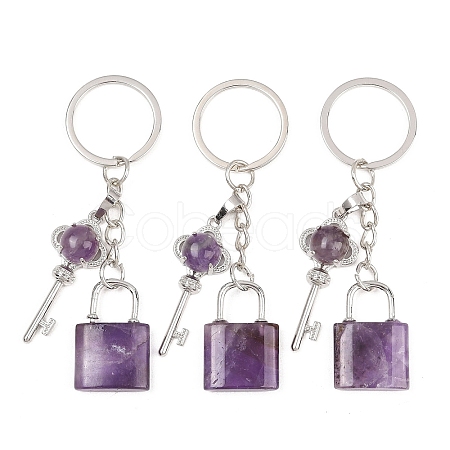 Natural Amethyst Pendant Keychains KEYC-A016-01P-11-1