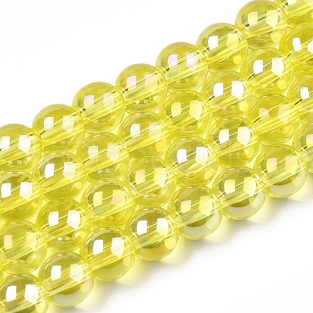Electroplate Transparent Glass Beads Strands GLAA-T032-T6mm-AB12-1