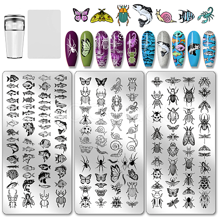 Stainless Steel DIY Nail Art Templates MRMJ-WH0092-180-1