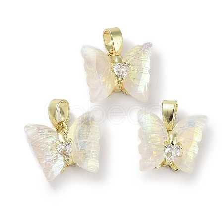 Golden Rack Plating Brass Micro Pave Cubic Zirconia Pendants KK-R161-06G-01-1