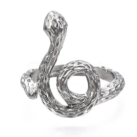Snake Shape Rack Plating Alloy Cuff Rings RJEW-Q163-030B-RS-1