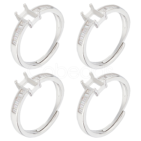 4Pcs Adjustable Brass Pad Ring Settings KK-BBC0011-83-1