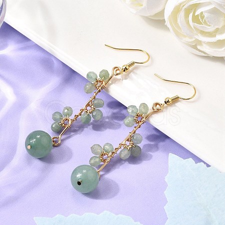 Natural Green Aventurine Earrings Dangle Earrings EJEW-TA00653-03-1