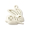 Spray Painted Alloy Pendents, Rabbit, White, 19.5x18x4mm, Hole: 1.5mm