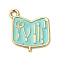 Alloy Pendants, with Enamel, Golden, Manicure Set Shape Charm, Pale Turquoise, 20x17x1mm, Hole: 1.8mm