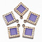 UV Plating Acrylic Pendant Rhinestone Settings, with Enamel, Rhombus, Light Gold, Medium Orchid, Fit for 2mm Rhinestone
, 32.5x28x3mm, Hole: 2.5mm