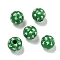 Printed Wood European Beads, Saint Patrick's Day Beads, Round with Clover Pattern, Green, 15.5~16mm, Hole: 4~4.5mm