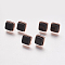 Natural Dyed & Heated Black Agate Stud Earrings, with Brass Findings, Real Rose Gold Plated, Square, 12x12x4.5~6mm, Pin: 1mm