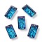 Embossed Glass Rhinestone Pendants, Rectangle, Faceted, Bermuda Blue, 14x7x4.2mm, Hole: 1.5mm