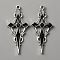 Jet Rhinestone Cross Pendatn with Black Enamel, Alloy Pendant, Antique Silver, 47.5x21.5x4mm, Hole: 1.8mm