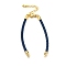 Leather Braided Cord Link Bracelets, Fit for Connector Charms, with Long-Lasting Plated Rack Plating Colden Tone Brass Lobster Claw Clasp & Chain Extender, Marine Blue, 6x1/8 inch(15.2cm), Hole: 2mm