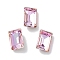 Glass Rhinestone Cabochons, Point Back & Back Plated, Faceted, Rectangle, Light Rose, 6x4x2.5mm