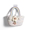 Woven Cotton Shoulder Bags, Women Handbags, Flower, White, 27x15cm