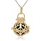 Golden Tone Brass Hollow Round Cage Pendants, with No Hole Spray Painted Brass Round Beads, Black, 33x24x21mm, Hole: 3x8mm