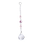 Faceted Crystal Glass Ball Chandelier Suncatchers Prisms, with Alloy Beads, Pink, 190mm