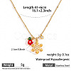 304 Stainless Steel Enamel & Rhinestone & Red Resin Flower Christmas Pendant Necklaces for Women FS-WG85DFF-02-1