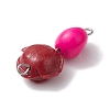 5Pcs 5 Colors Synthetic Coral & Turquoise Dyed Flower Skull Connector Charms PALLOY-JF02783-5