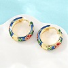 Brass Enamel Hoop Earrings KK-CBA8324-13G-02-3