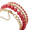 4Pcs 4 Style Glass & Shell Pearl Beaded Stretch Bracelets Set BJEW-TA00289-3