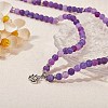 Natural Weathered Agate Round Beaded Wrap Bracelet with Alloy Ohm/Aum Lotus AJEW-PH00503-01-6