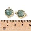Brass Pave Natural Amazonite Faceted Flat Round Connector Charms G-U028-04G-04-3