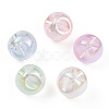 UV Plating Rainbow Iridescent Acrylic Beads OACR-P015-04B-2
