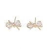 Brass Micro Pave Clear Cubic Zirconia Stud Earring Findings KK-T062-246G-3
