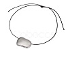 304 Stainless Steel Bean Pendant Adjustable Black Waxed Cord Necklaces for Women FS-WGC253F-01-5