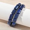 Column Dyed Natural Lapis Lazuli Beads Stretch Bracelets for Women Men BJEW-A148-01A-15-1