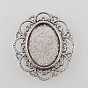 Tibetan Style Alloy Flower Tray Cabochon Settings TIBE-M021-07AS-1