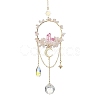 Natural Rose Quartz & Dyed Natural Quartz Crystal with Glass Pendant Decorations HJEW-TA00123-03-1
