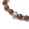2Pcs 2 Styles Halloween Natural Wood & Lava Rock Round Beads Stretch Bracelets BJEW-JB12351-4