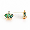 Brass Micro Pave Cubic Zirconia Stud Earrings KK-S356-251-NF-3