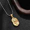 304 Stainless Steel Rose Pendant Necklaces for Women NJEW-S439-01B-GP-3