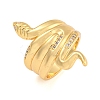 Snake Brass Micro Pave Clear Cubic Zirconia Open Cuff Rings RJEW-G329-01G-1