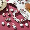 80Pcs 4 Styles Coffee Printed Wooden European Beads WOOD-CJ0001-82-6