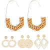 4 Pairs 4 Styles Rattan Dangle Stud Earrings EJEW-SP0001-16B-6