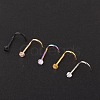 304 Stainless Steel Rhinestone Round Ball Fishtail Nose Rings WGE5A2F-09-1