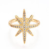 Brass Micro Pave Clear Cubic Zirconia Cuff Rings for Women KK-T074-07G-2